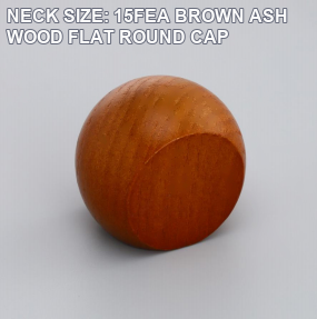 NECK SIZE: 15FEA BROWN ASH WOOD FLAT ROUND CAP perfume bottle cap reference