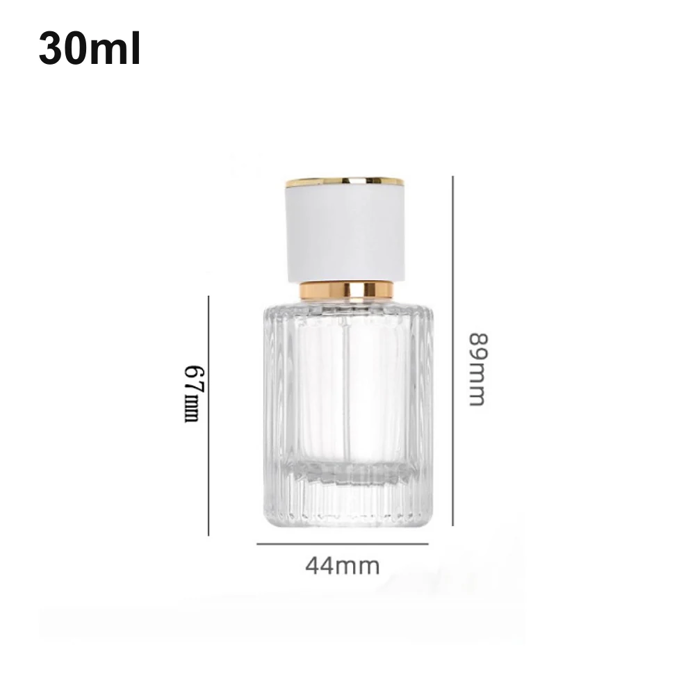 30ml Ribbed White-Cap Perfume Bottle with dimensions