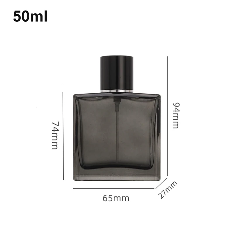 50ml Smoked Gray Square Perfume Bottle