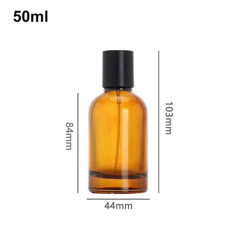 50ml Amber Cylinder Black-Cap Perfume Bottle