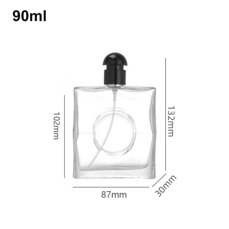 90ml Square Window Perfume Bottle with dimensions
