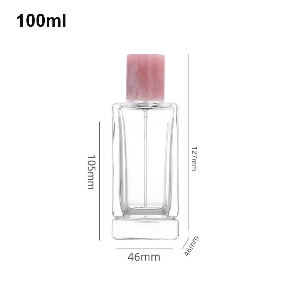 100ml Square Pink Marble-Look Cap Perfume Bottle