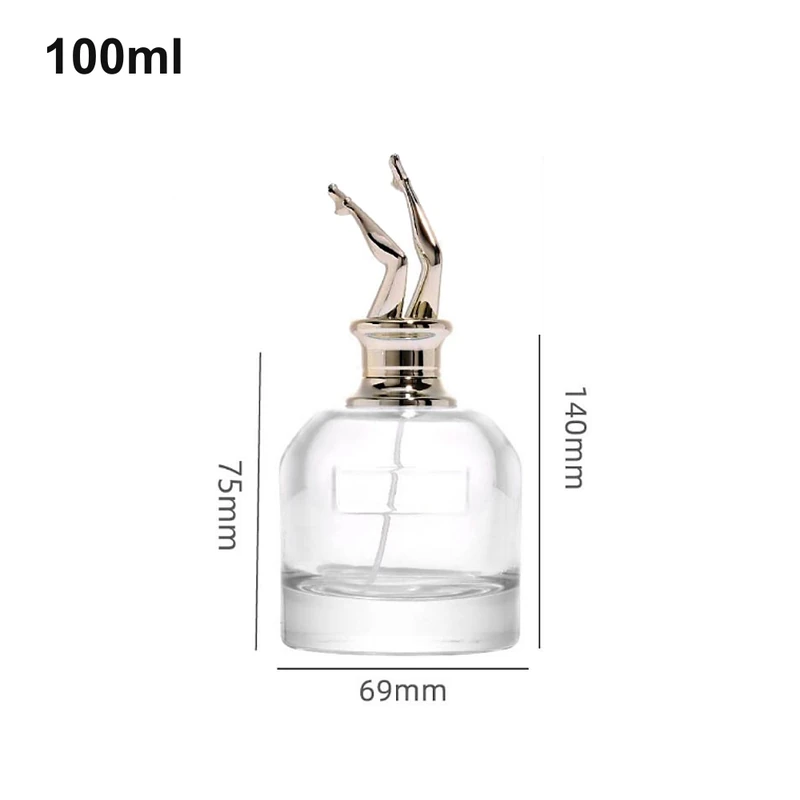 100ml Round Sculptural Figure-Cap Perfume Bottle with dimensions