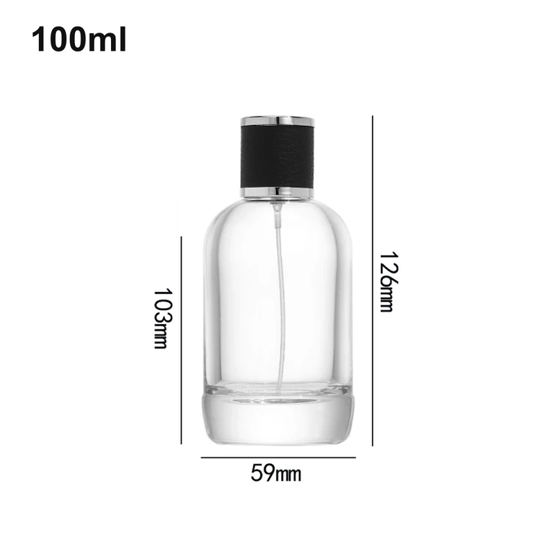 100ml Rounded Cylinder Black-Silver-Cap Perfume Bottle