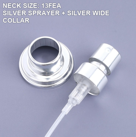 NECK SIZE: 13FEA / SILVER SPRAYER + SILVER WIDE COLLAR perfume sprayer or pump reference
