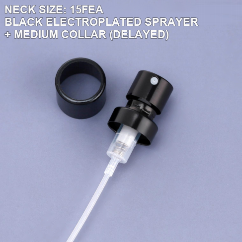 15FEA black electroplated perfume sprayer with medium collar