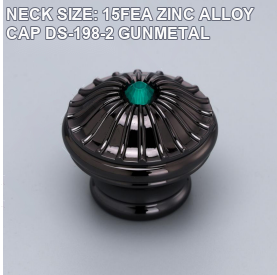 LURONPACK 15FEA DS-198-2 gunmetal zinc alloy perfume cap with green center accent