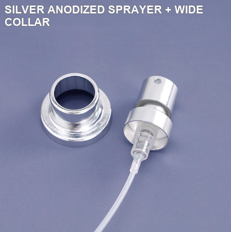 SILVER ANODIZED SPRAYER + WIDE COLLAR perfume sprayer or pump reference